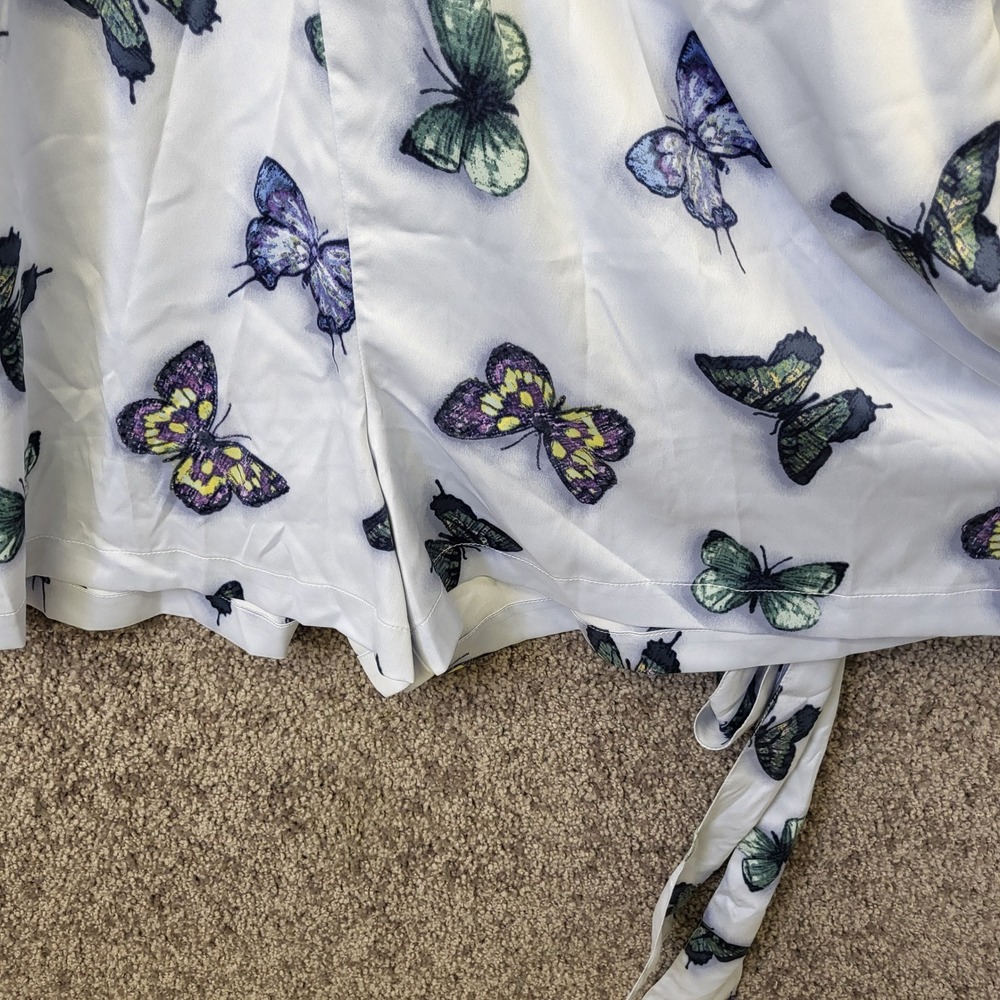 Nina Parker Romper Womens 1X Blue New Butterfly Print Wrap Front Long Sleeve - Picture 11 of 14